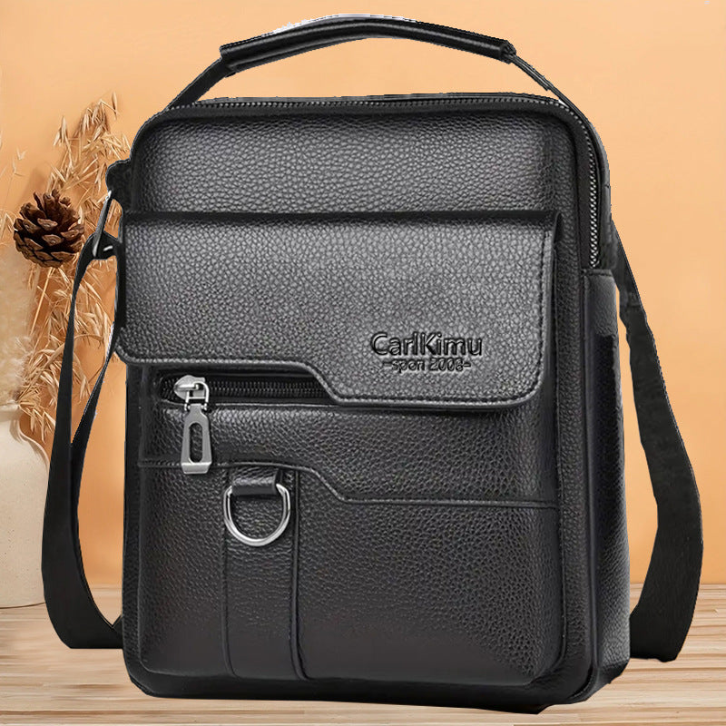 Bolso bandolera de hombro para hombre, de piel de lichi y grano de lichi.