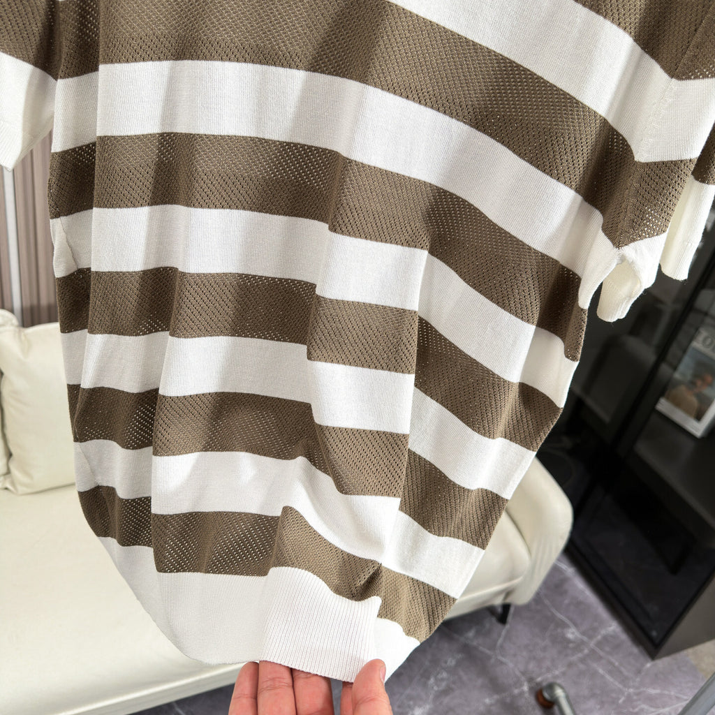 Summer Mens Light-Luxury Fashion Lapel Short-Sleeve Knitted Polo Shirt