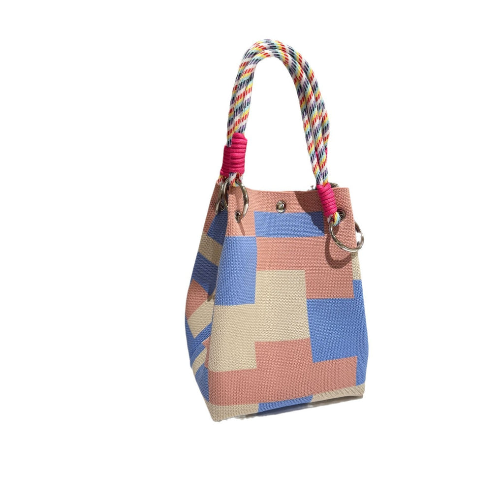 Bolso tote de punto rojo para mujer con cierre magnético y gran capacidad.