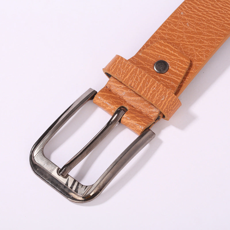 Cinturón de cuero informal para hombre con hebilla para pantalones