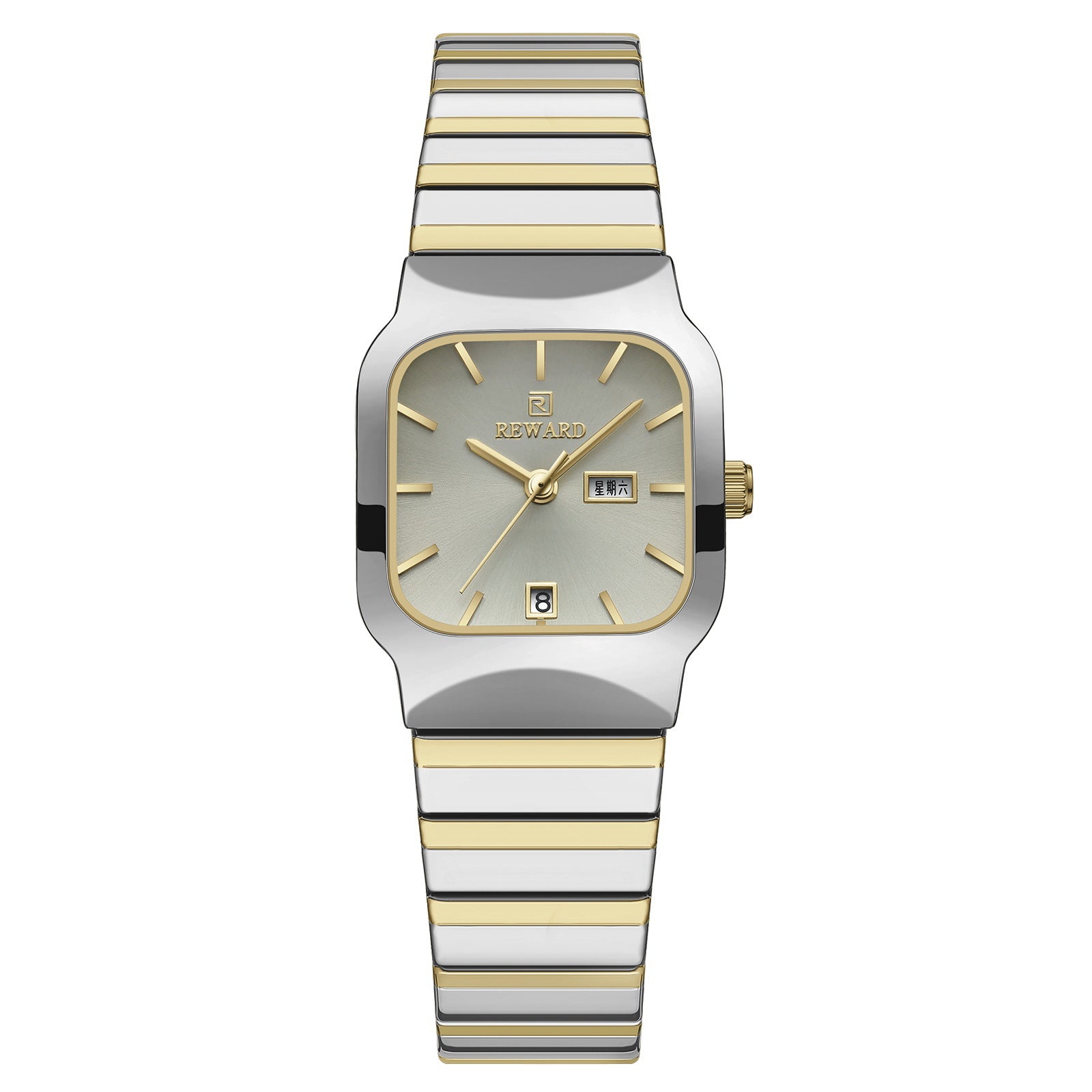 Reloj funcional informal de pareja con doble punta cuadrada