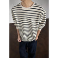 Men's Striped Loose-fit Casual Crewneck Long-sleeve