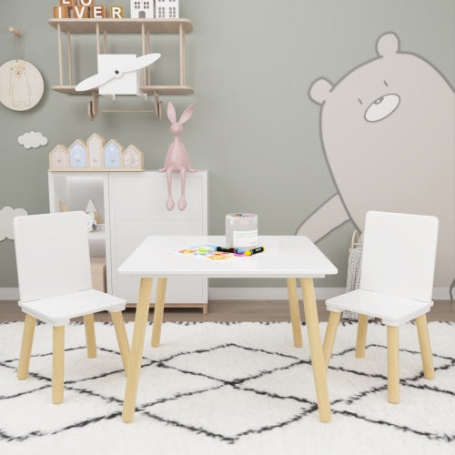 Conjunto de mesa y 2 sillas infantiles de madera