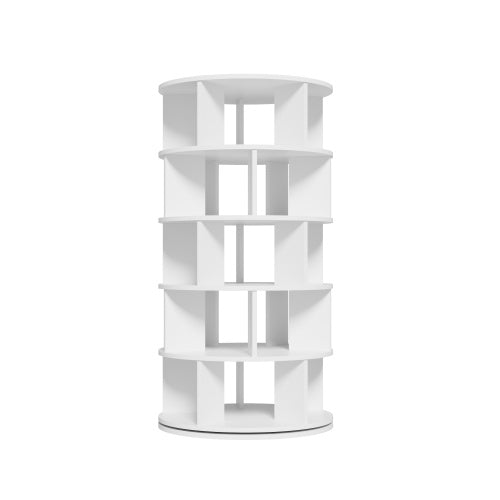 Shoe Rack, Rotatable Angle, White Round, 5 Tiers, Height 115 Cm, Width 60 Cm