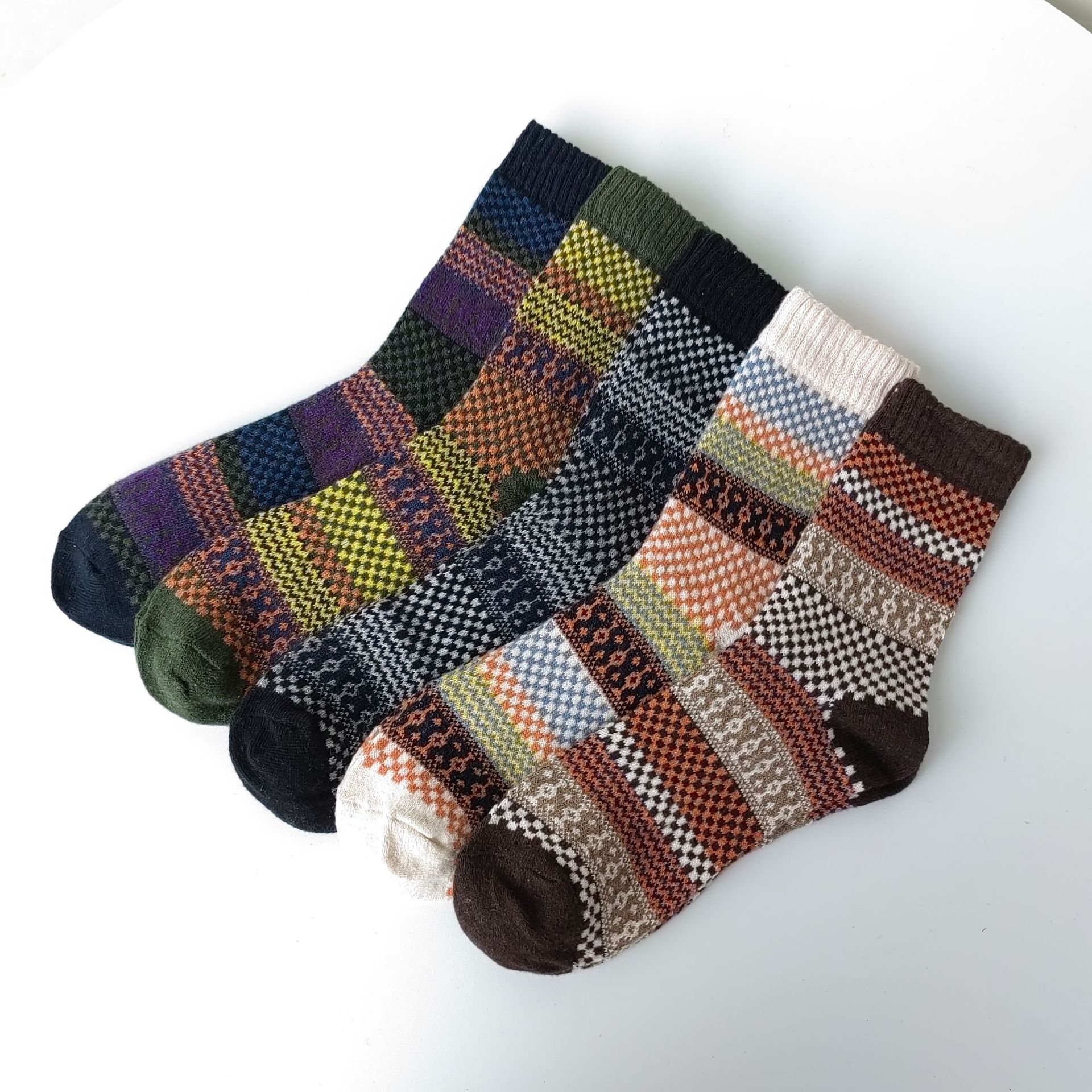 Calcetines de hombre de lana estilo étnico vintage para invierno