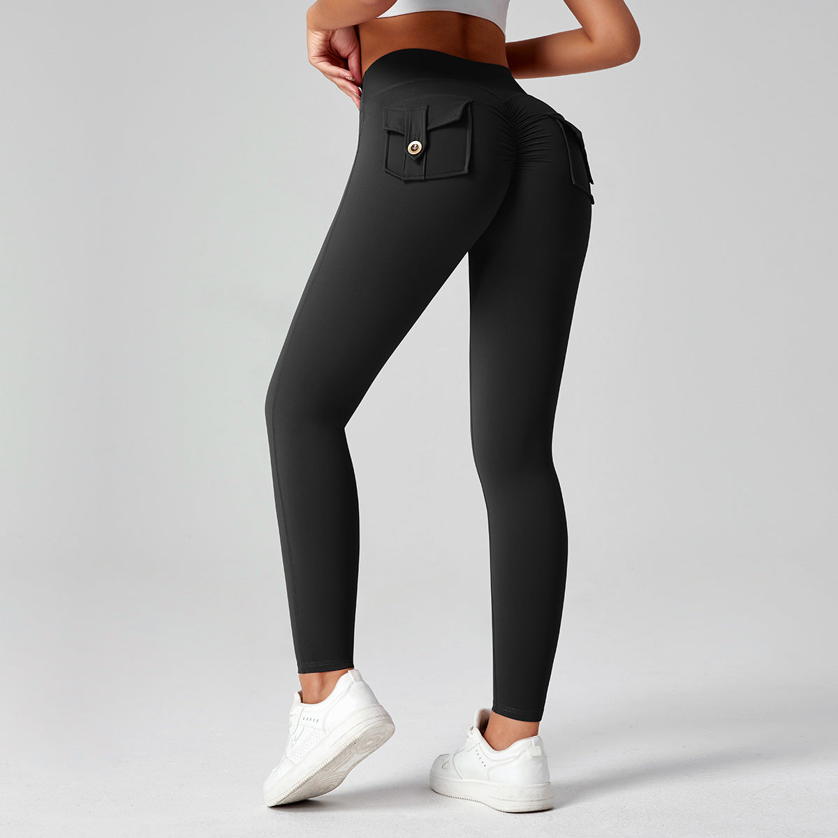 Pantalones de yoga para mujer, de cintura alta, elásticos y ajustados, que realzan los glúteos.
