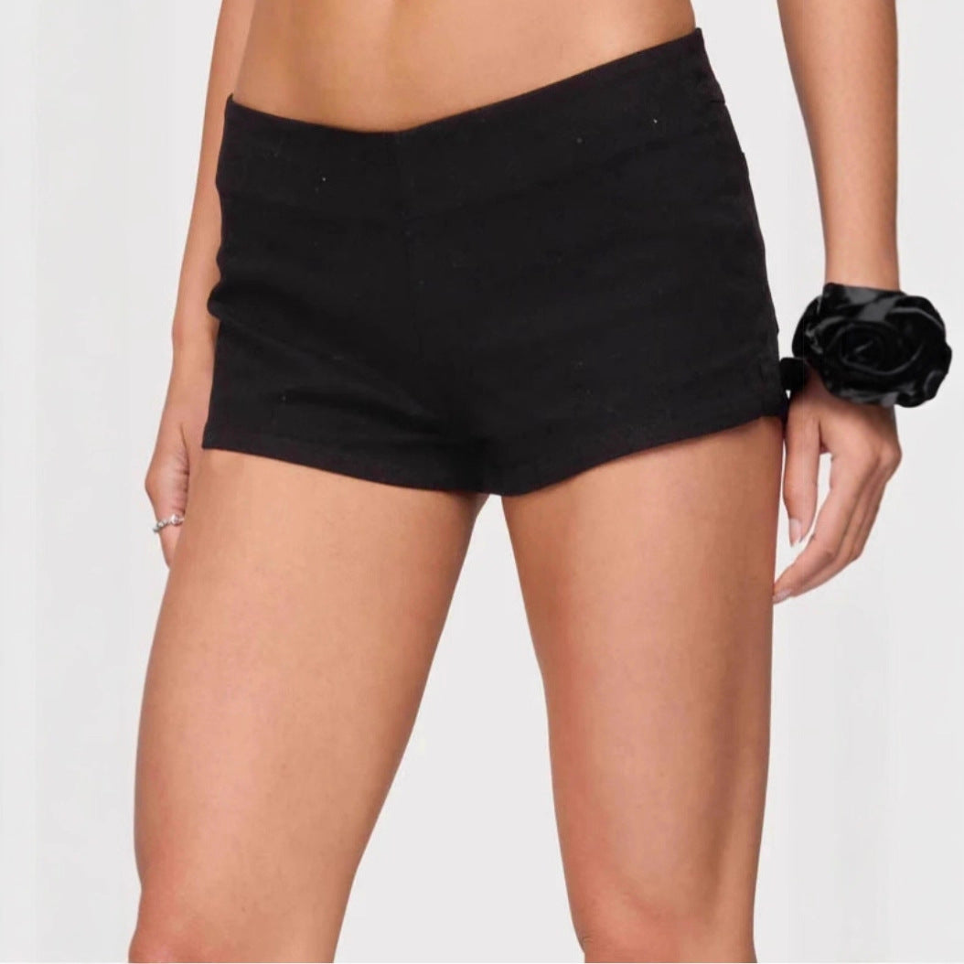 Slim-fit Womens Denim Shorts With A Hidden Side Zipper