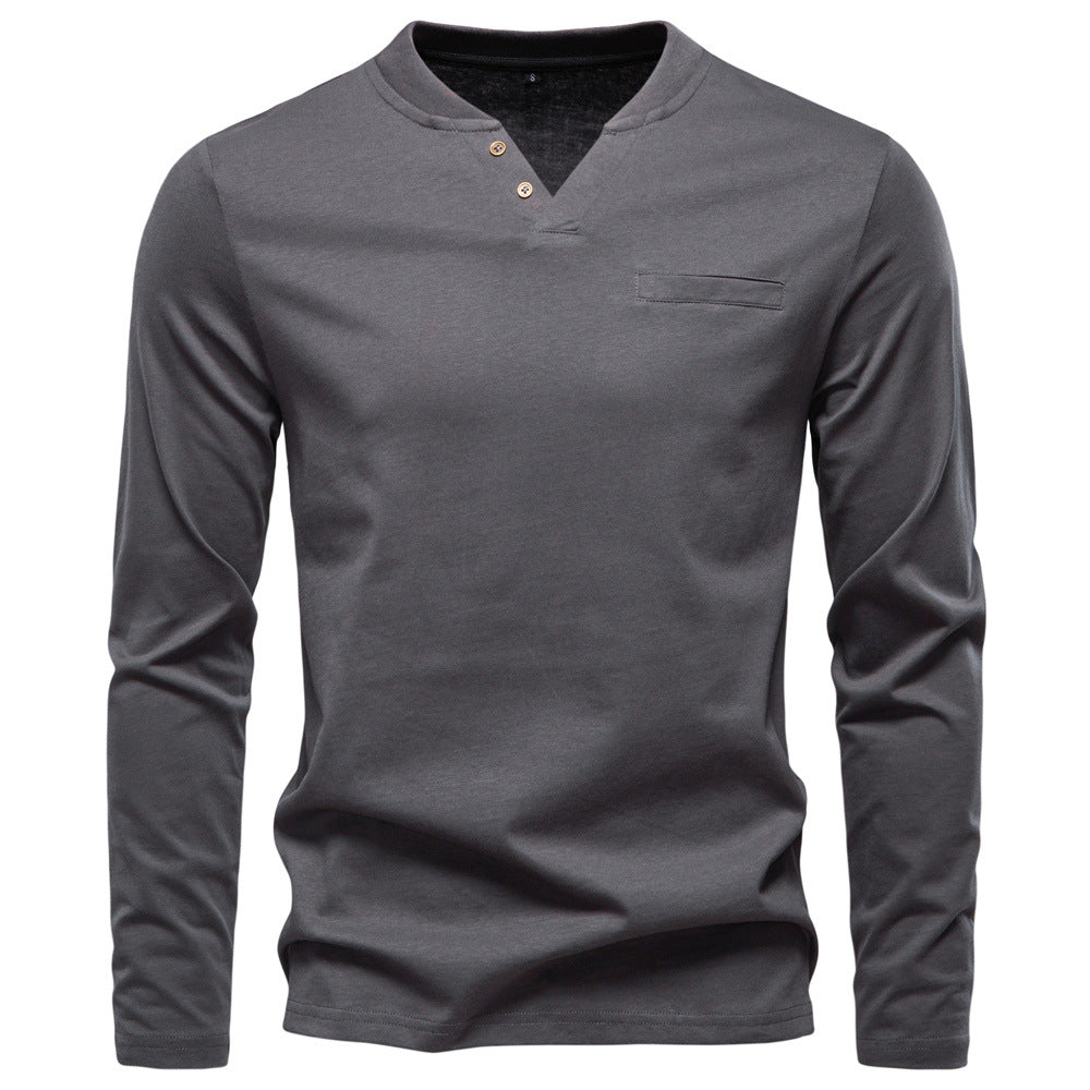 Camisa de capa base ajustada con cuello en V para hombre