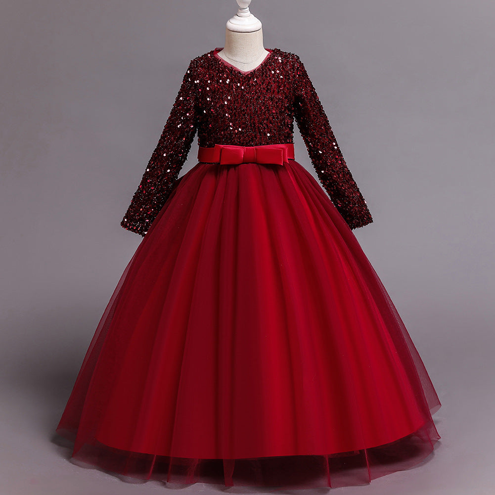 Vestido de lentejuelas de algodón de moda para niñas