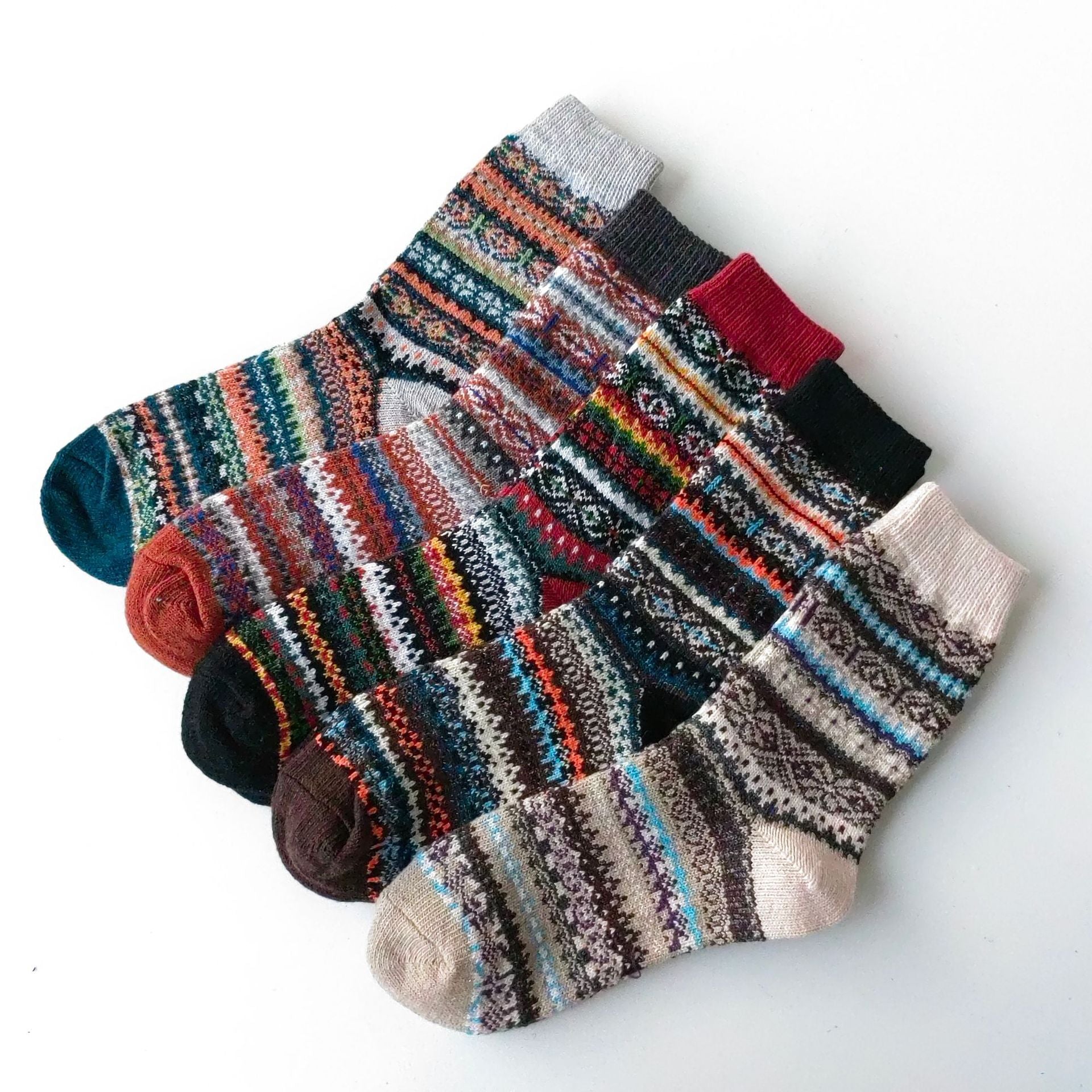Calcetines de hombre de lana estilo étnico vintage para invierno
