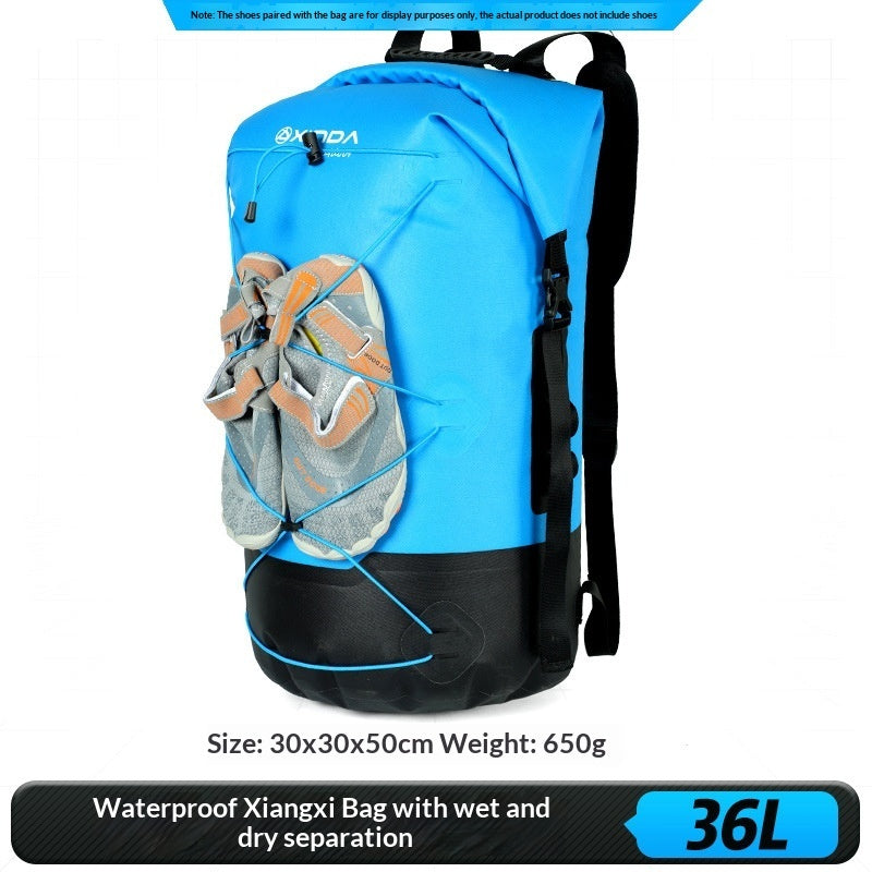 Mochila impermeable IPX7 para exteriores con separación de humedad y humedad