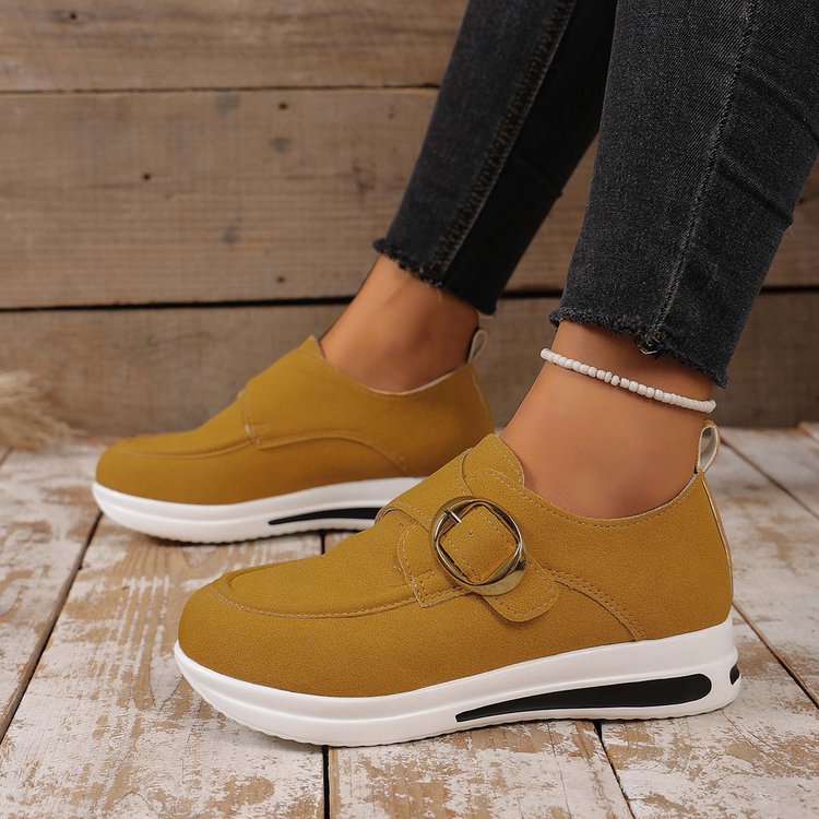 Zapatos casuales sin cordones para mujer de color liso con cordones delanteros