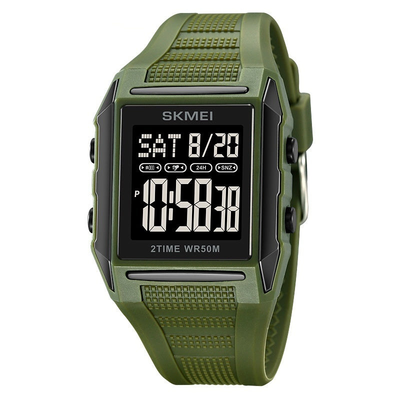 Reloj deportivo electrónico cuadrado, ligero, resistente al agua y luminoso: una opción clásica y elegante.
