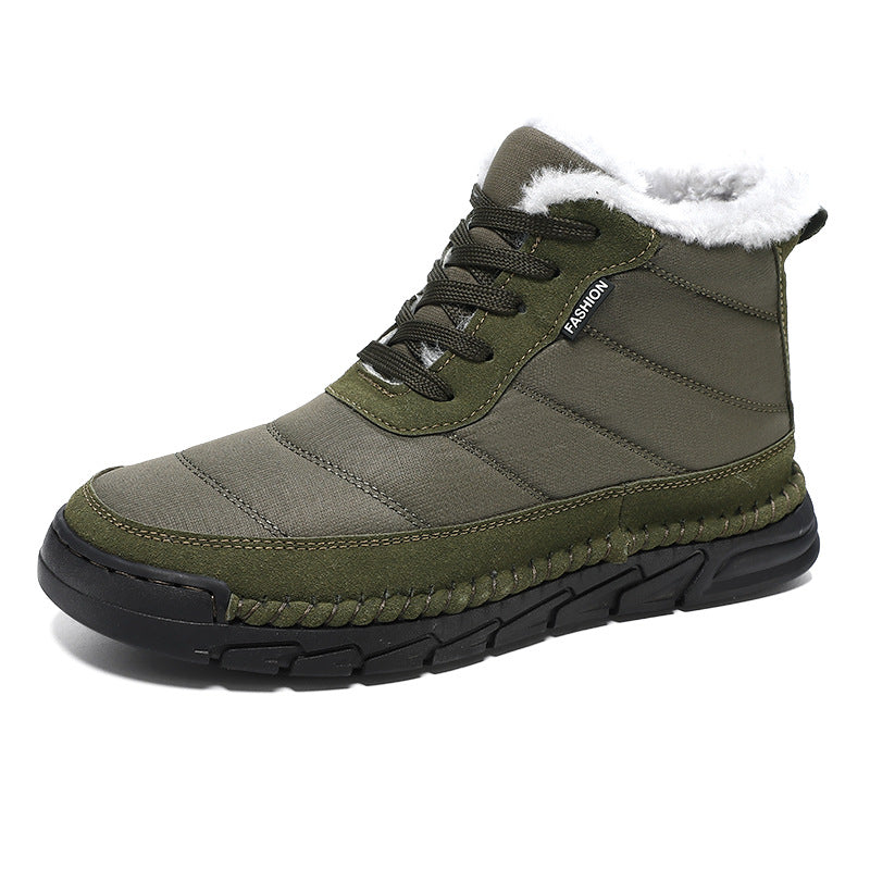 Botas de nieve de caña media para hombre con suela antideslizante forrada de algodón
