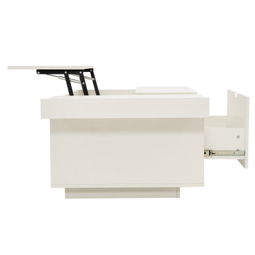 Mesa de centro elevable, mesa de centro con cajón, mesas de té de madera, mesas auxiliares para sofá, muebles de sala de estar, color blanco
