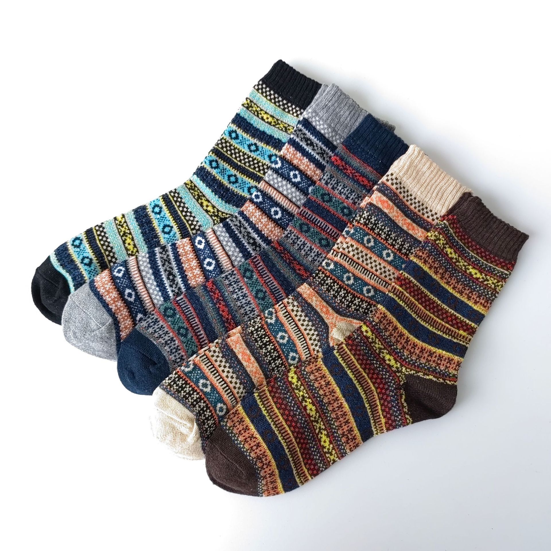 Calcetines de hombre de lana estilo étnico vintage para invierno
