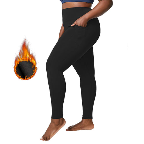 Autumn/Winter Fleece-Lined Yoga Pants For Women, High-Waisted, Cropped Style