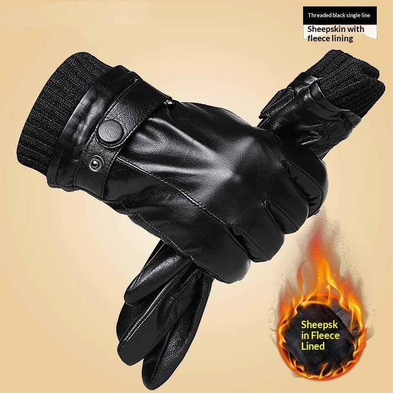Genuine Leather Gloves With Fleece Lining For Extra Warmth And Waterproof Protection