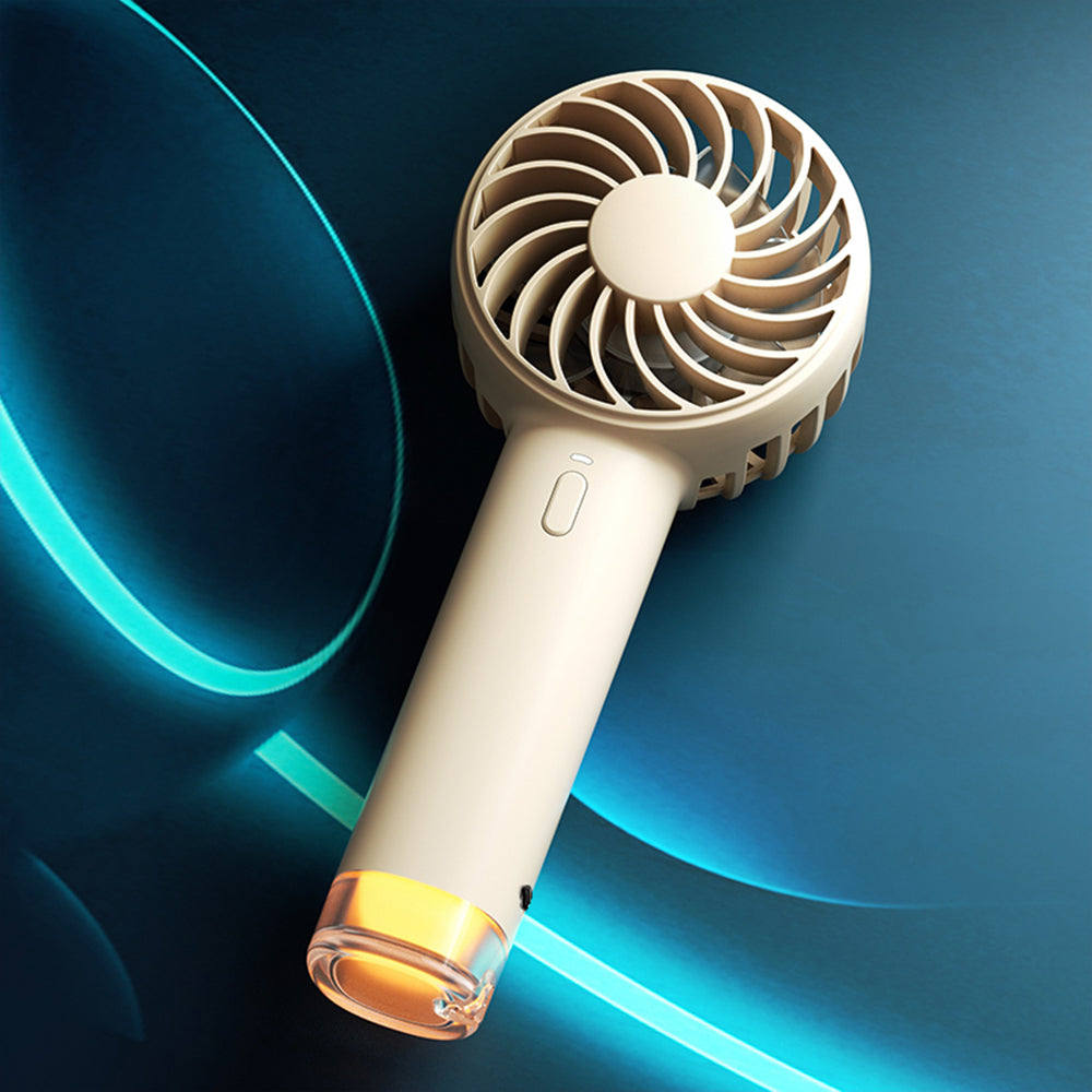 Ventilador eléctrico portátil Little Bee de color, bonito y con carga, con lámpara pequeña y mango redondo