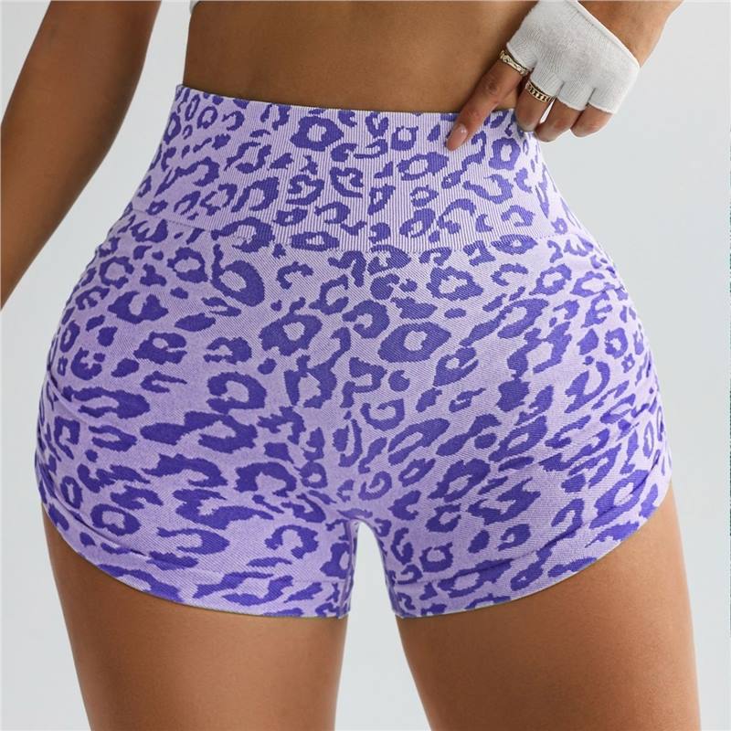 Shorts deportivos ajustados de yoga con estampado de leopardo para correr
