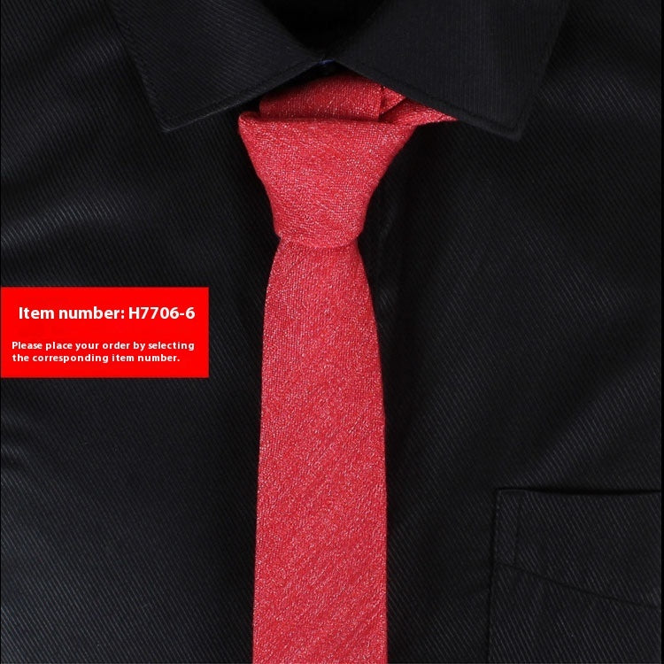 Corbata estrecha de algodón de estilo coreano de color liso para hombre, de 6 cm, para uso formal, informal, de negocios y boda