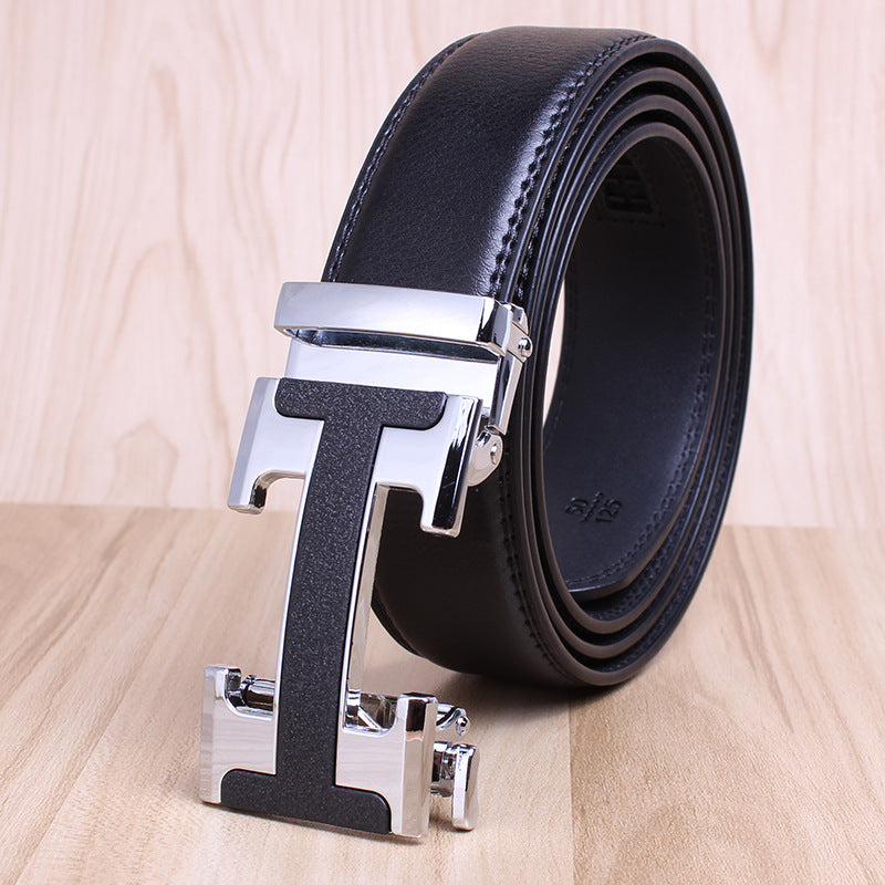 Cinturón de cuero genuino para hombre con hebilla automática