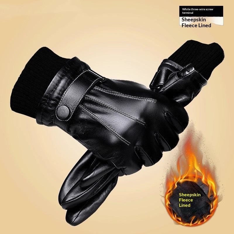 Genuine Leather Gloves With Fleece Lining For Extra Warmth And Waterproof Protection