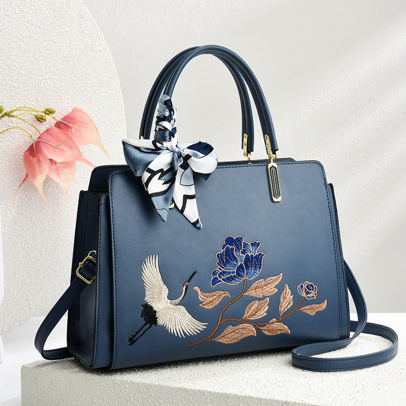 Bolso bandolera para mujer, nuevo, estilo chino, con bordado de grullas y estilo nacional.