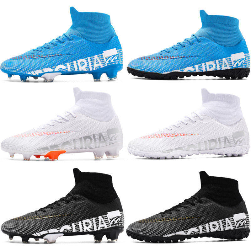 Zapatillas de fútbol de caña alta para hombre y mujer, con clavos rotos, tacos cortos AG, clavos largos TF, zapatillas de entrenamiento deportivas