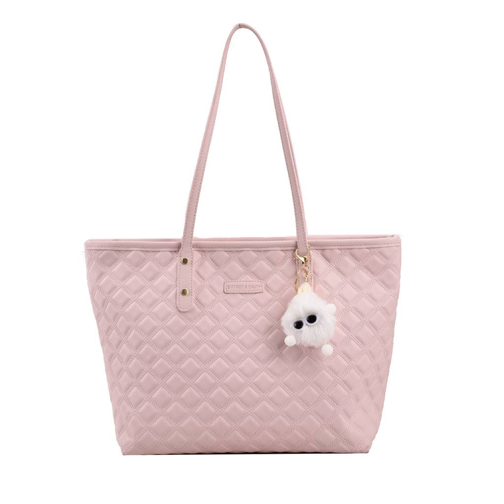Commuter Shoulder Bag With A Diamond-check Pattern