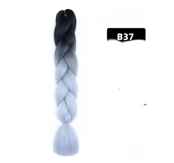 Peluca de seda africana de alta temperatura con fibra química y trenza grande en color degradado