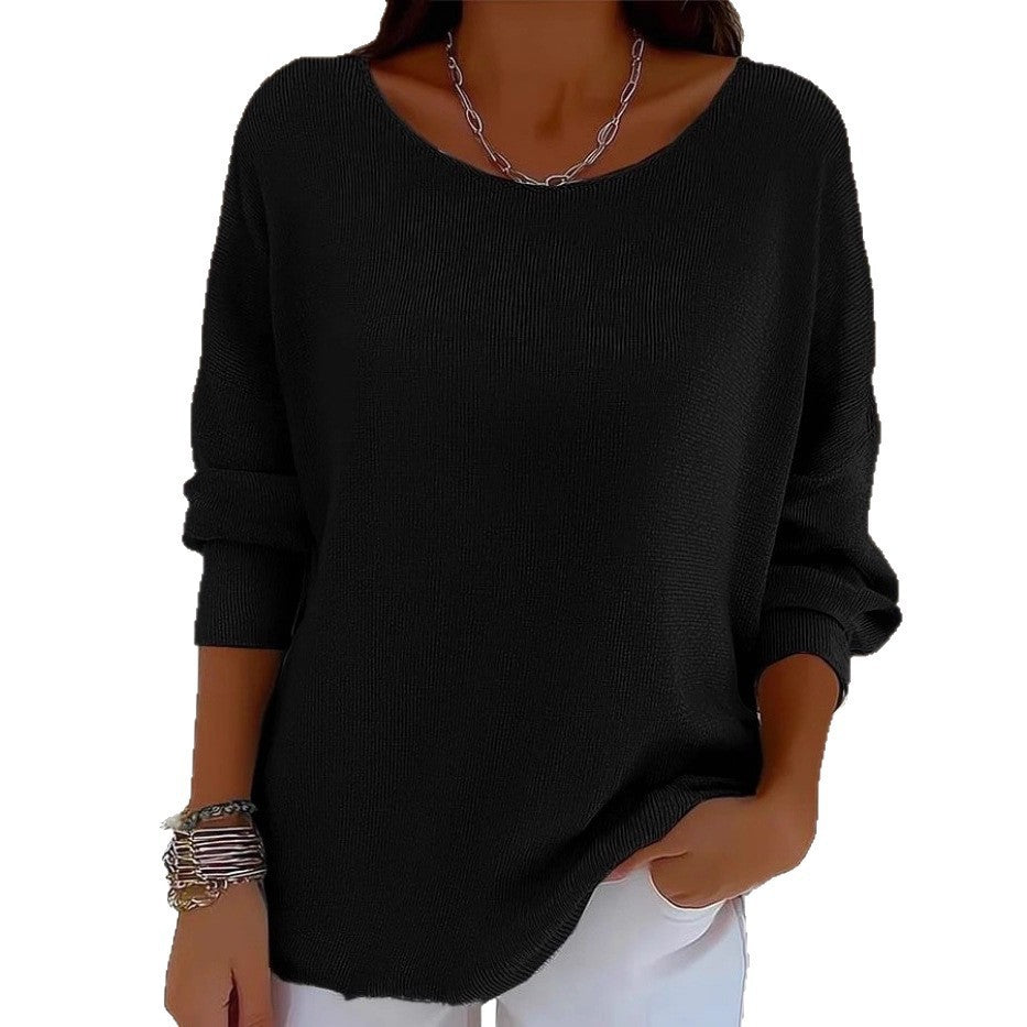Jersey de manga larga con cuello redondo para mujer