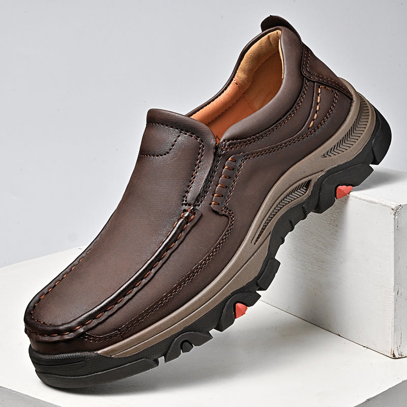Mens Large-size Slip-on Lightweight Casual Leather Shoes