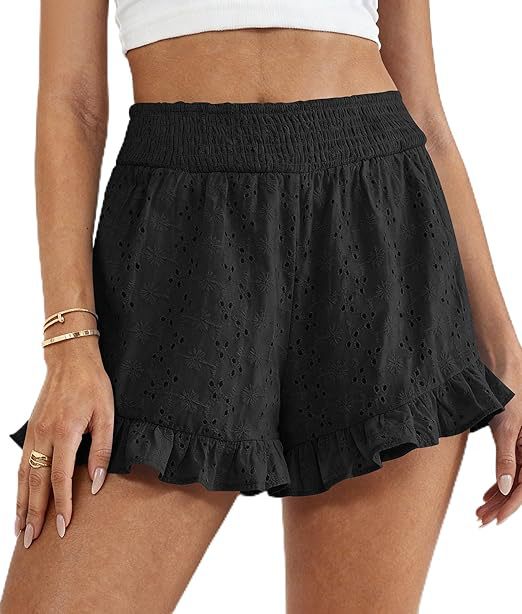 High-waisted Cutout Lace Shorts Womens Casual Beach Shorts