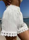 Lace-trimmed Casual Beach Shorts For Women
