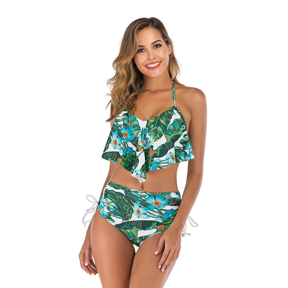 High Waist Bikini Set Women Retro Two Piece Swimsuit Tummy Control Beach