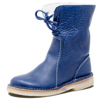 Botas de nieve para mujer, botas de invierno de piel de felpa con cordones para mujer