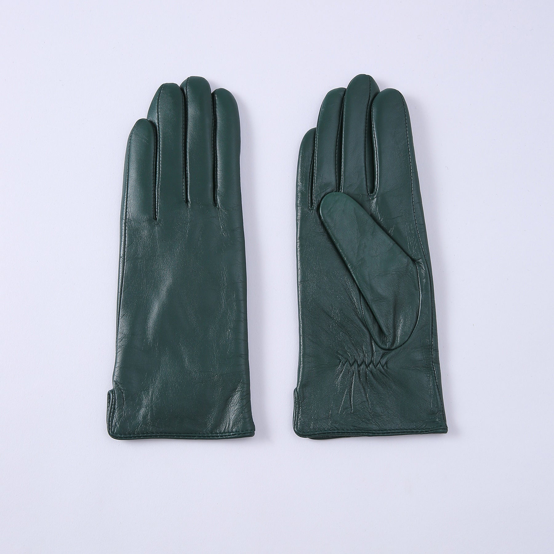 Guantes térmicos de cuero con forro polar de color liso para mujer