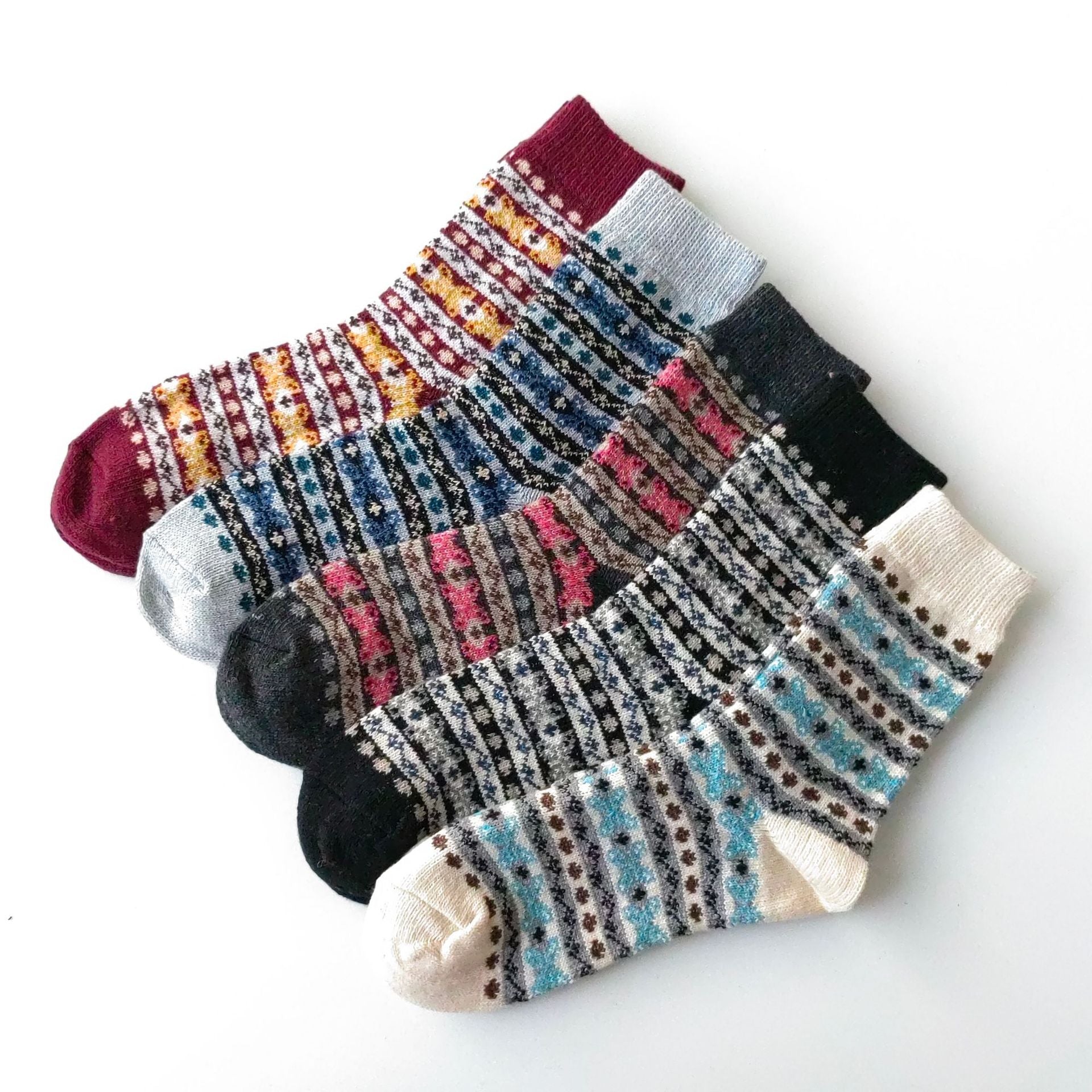 Calcetines de hombre de lana estilo étnico vintage para invierno