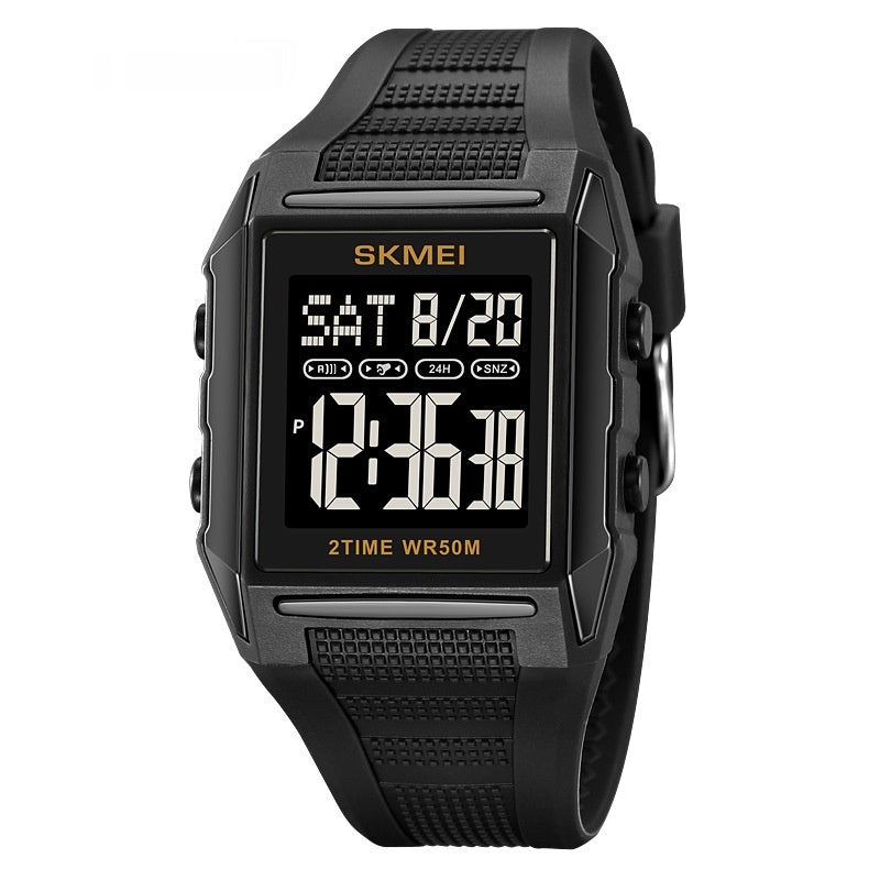 Reloj deportivo electrónico cuadrado, ligero, resistente al agua y luminoso: una opción clásica y elegante.