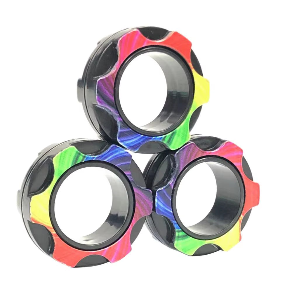 3 PCS Magnetic Rings Set Anti-Stress Fidgetes Unzip Toy Children Magnetic Ring Finger Spinner Ring Adult Decompression Toys Xmas