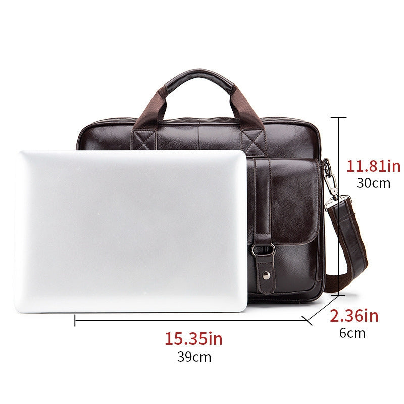 Maletín de piel de vaca para hombre, bolso de mano de gran capacidad para negocios