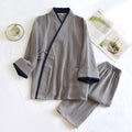 Conjunto de pijama de gasa de algodón puro estilo kimono Hanfu para hombre