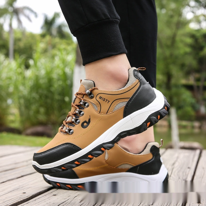 Zapatos de senderismo con bloques de color para hombre, ideales para aventuras al aire libre en primavera y verano.