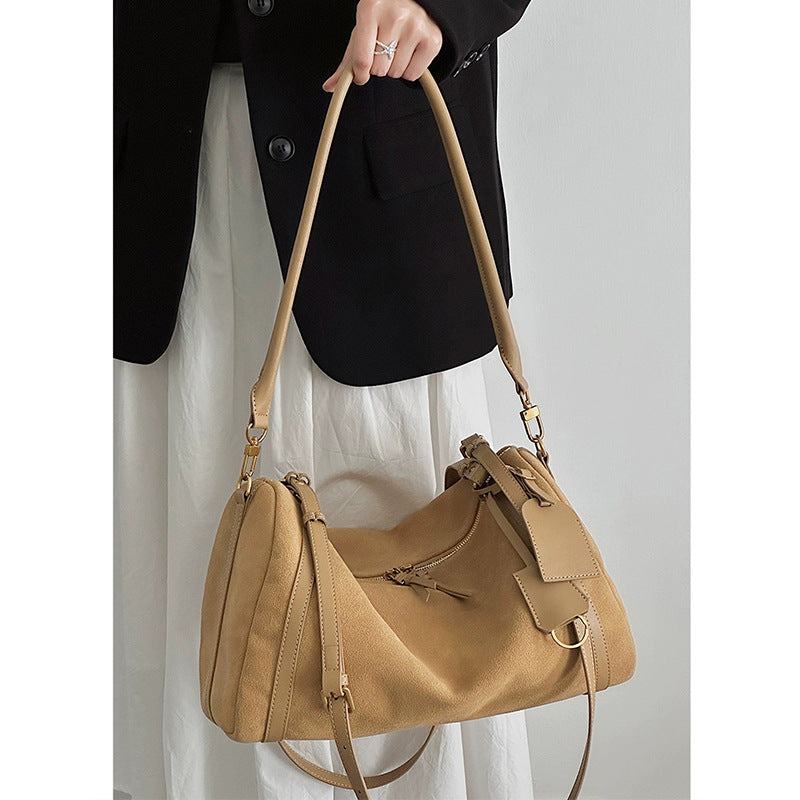 Bolso bandolera retro de ante mate elegante para mujer