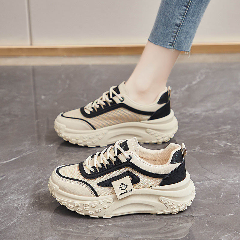 Zapatillas informales de malla transpirable con suela blanda para mujer