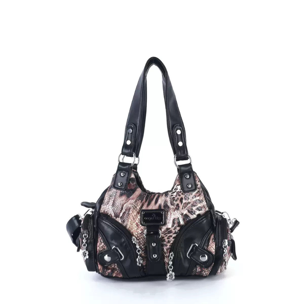 Bolso de hombro atrevido y original con estampado de leopardo postapocalíptico DIY