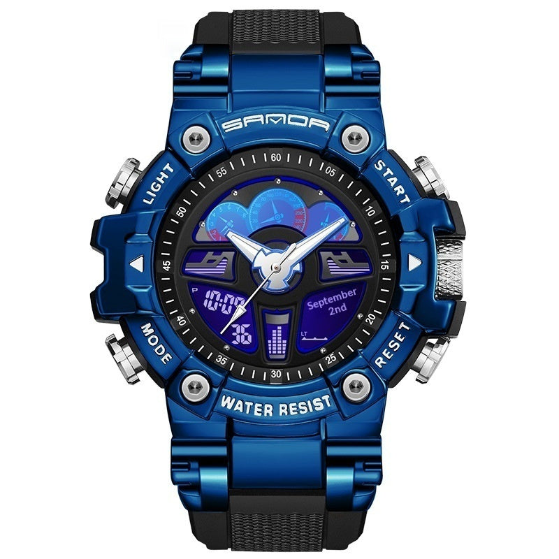 Reloj digital multifunción resistente al agua y moderno para estudiantes.
