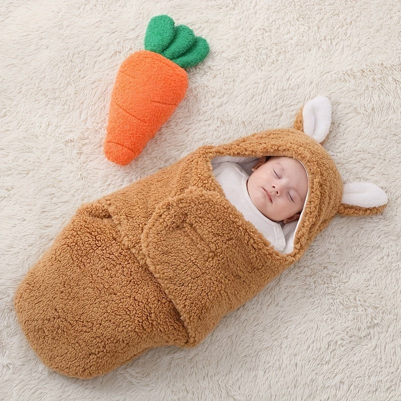 Saco de dormir supersuave para bebé, manta de forro polar esponjoso para recién nacidos, manta envolvente unisex para bebés recién nacidos, niños y niñas, con protección y soporte para la cabeza, saco de dormir portátil.