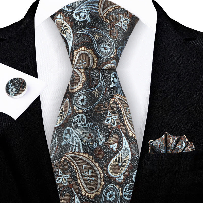 Corbata con flores de anacardo bordadas en jacquard